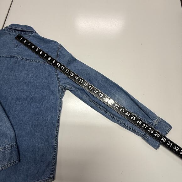 Vintage Tommy Hilfiger Shirt Womens 14 Blue Denim Jean Chambray Snap Y2K Western - Picture 4 of 9